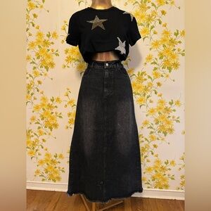 Black Denim Maxi Skirt